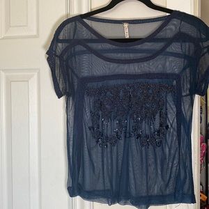 Free People Beaded Mesh Top